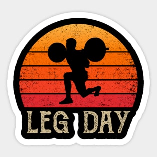 Distressed Vintage Retro Weightlifter Bodybuilder Leg Day Sticker